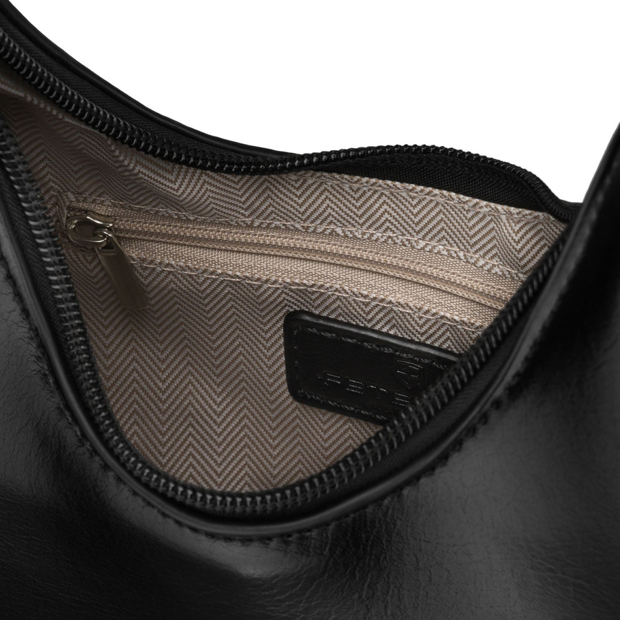 Schwarze Damen-Baguettetasche aus Kunstleder mit Reißverschluss – Peterson – Bild 6