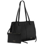 Schwarze Damen-Shopper aus Öko-Leder mit praktischem Etui im Set - Peterson