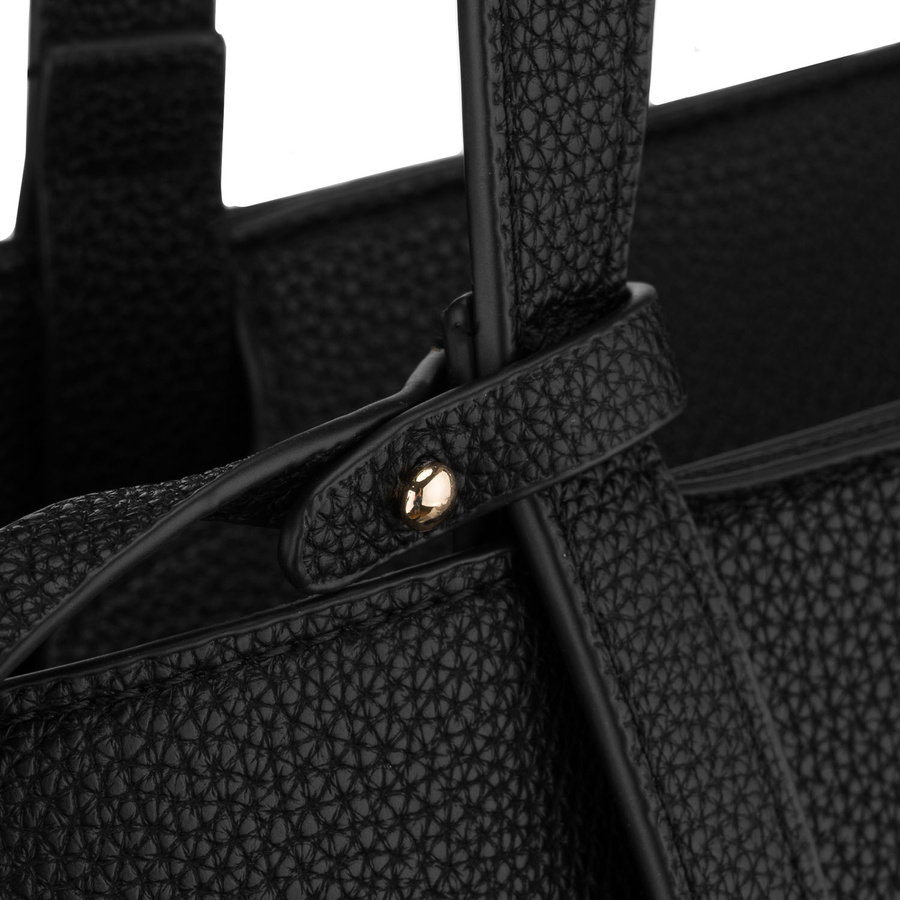 Schwarze Damen-Shopper aus Öko-Leder mit praktischem Etui im Set - Peterson – Bild 6