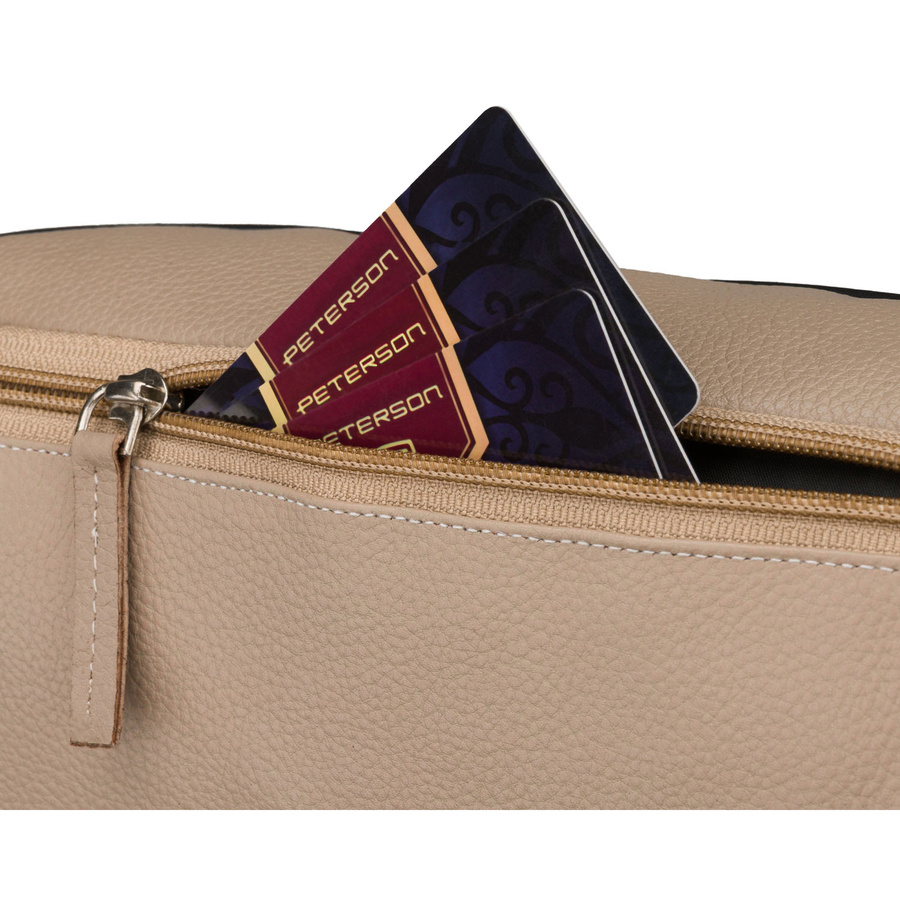 Ledrige Damen-Gürteltasche in Beige, einteilig und mit Reißverschluss - Rovicky – Bild 7