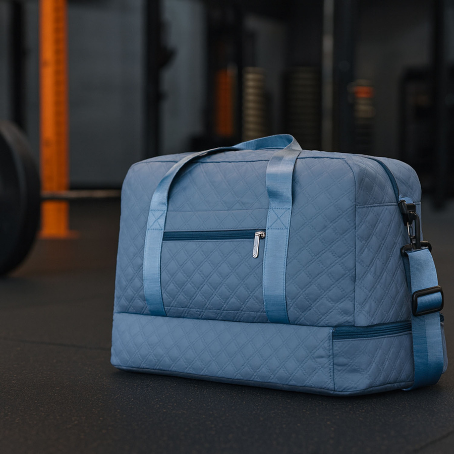 Trainings-Tasche aus Polyester in blauer Farbe, zweigeteilt und mit Reißverschluss verschließbar - Peterson – Bild 5