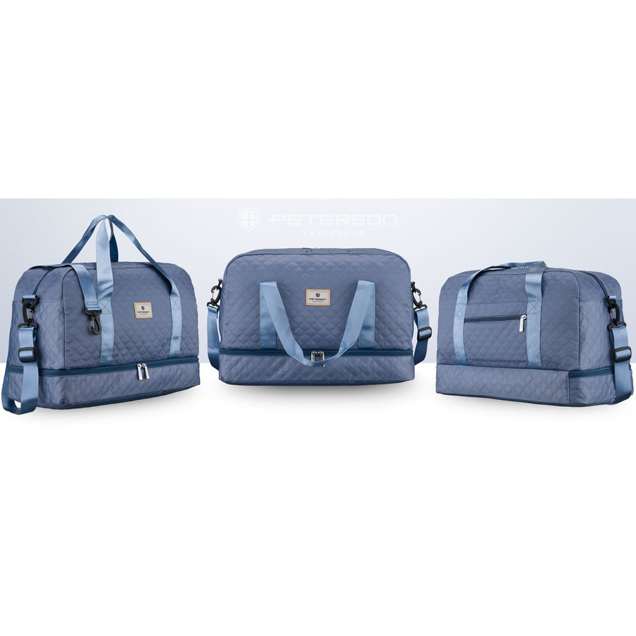 Trainings-Tasche aus Polyester in blauer Farbe, zweigeteilt und mit Reißverschluss verschließbar - Peterson – Bild 8