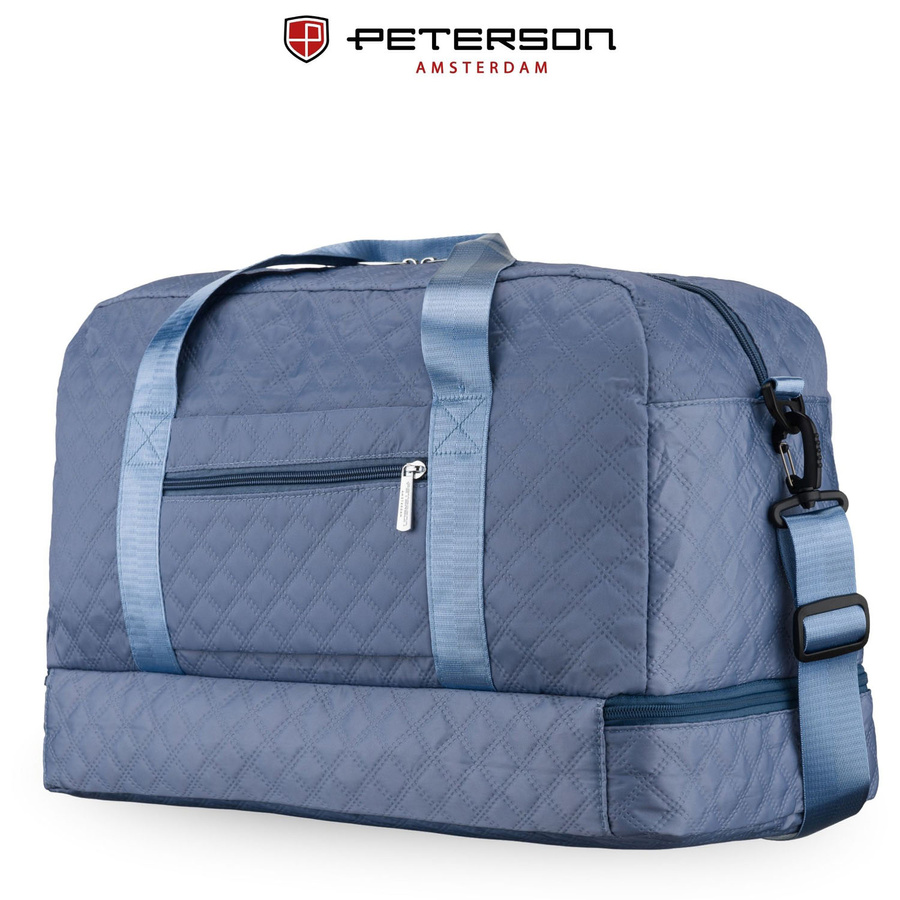 Trainings-Tasche aus Polyester in blauer Farbe, zweigeteilt und mit Reißverschluss verschließbar - Peterson – Bild 6