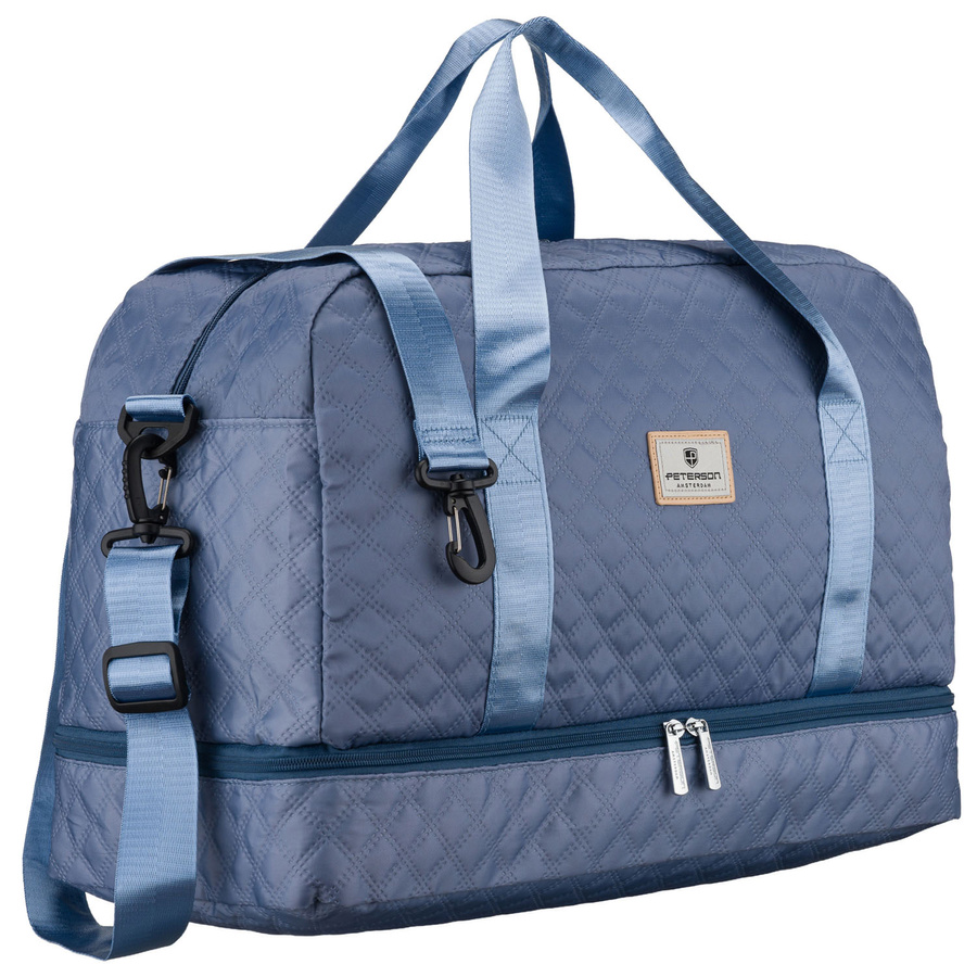 Trainings-Tasche aus Polyester in blauer Farbe, zweigeteilt und mit Reißverschluss verschließbar - Peterson