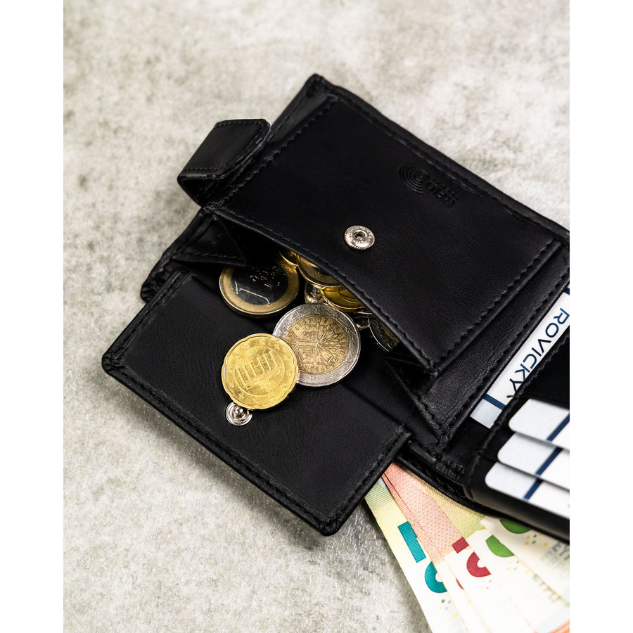 Geschenkset: Herren-Geldbörse, schwarze Herren-Geldbörse aus Öko-Leder und Schlüsselanhänger - Rovicky – Bild 9