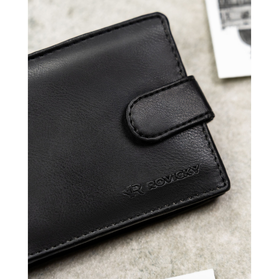 Geschenkset: Herren-Geldbörse, schwarze Herren-Geldbörse aus Öko-Leder und Schlüsselanhänger - Rovicky – Bild 3
