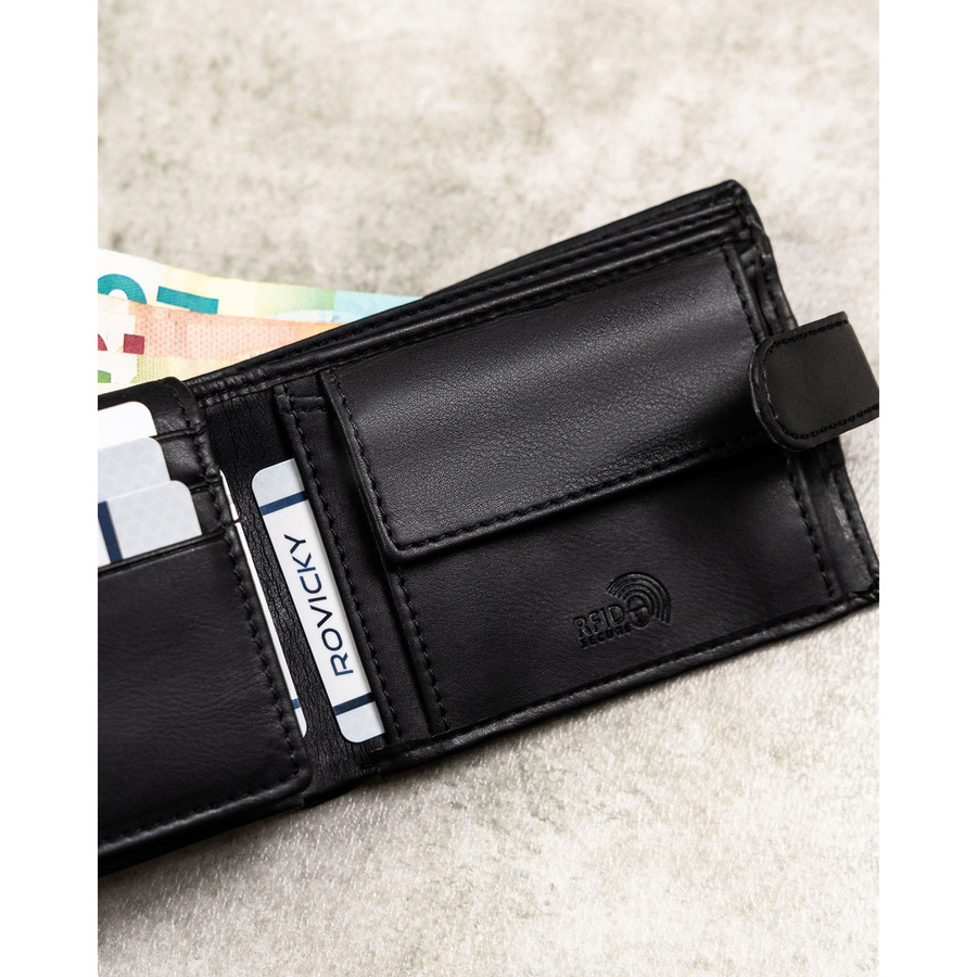 Geschenkset: Herren-Geldbörse, schwarze Herren-Geldbörse aus Öko-Leder und Schlüsselanhänger - Rovicky – Bild 8