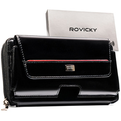 Schwarze Herren-Umhängetasche aus Leder mit RFID-System – Rovicky