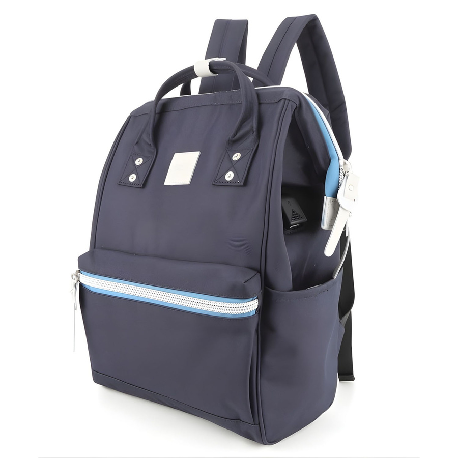 Geräumiger, dunkelblauer Laptop-Rucksack mit USB-Anschluss – Himawari