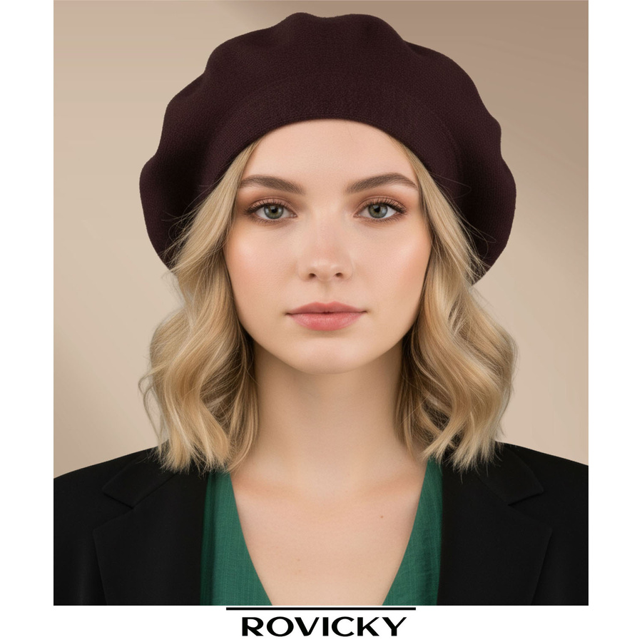 Braunes, universelles Damen-Barett aus Acryl – Rovicky – Bild 5