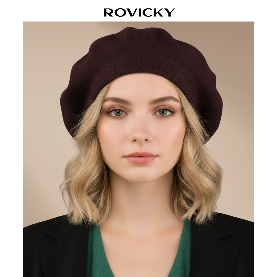 Braunes, universelles Damen-Barett aus Acryl – Rovicky – Bild 6