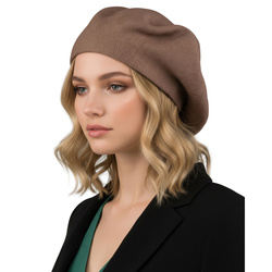Universeller Damen-Beret aus Acryl in Khaki – Rovicky