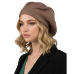 Universeller Damen-Beret aus Acryl in Khaki - Rovicky
