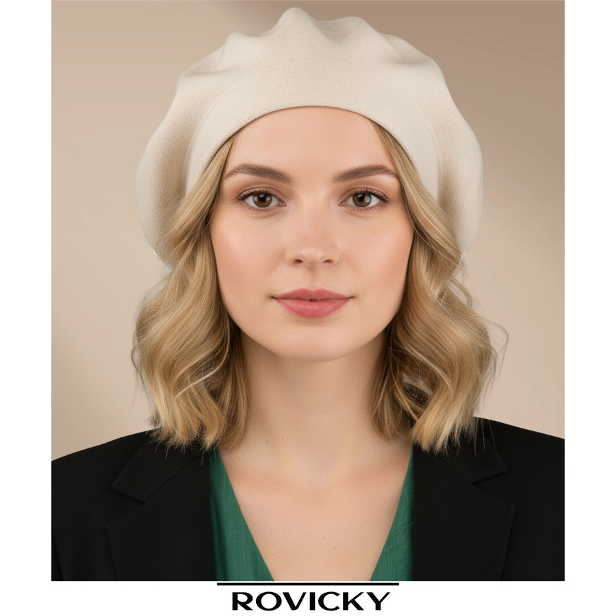 Beiger, universeller Damen-Beret aus Acryl – Rovicky – Bild 6