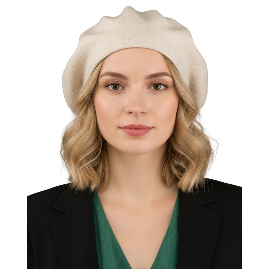 Beiger, universeller Damen-Beret aus Acryl – Rovicky – Bild 3