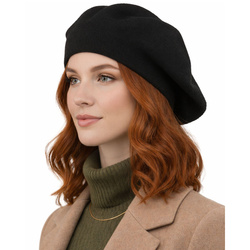 Schwarzes, stilvolles Damen-Barett aus Acryl – Peterson