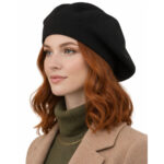 Schwarzes, stilvolles Damen-Barett aus Acryl – Peterson