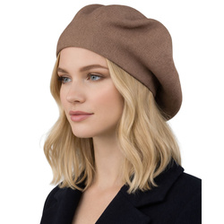 Universeller Damen-Barett aus Acryl in Dunkelbeige – Peterson
