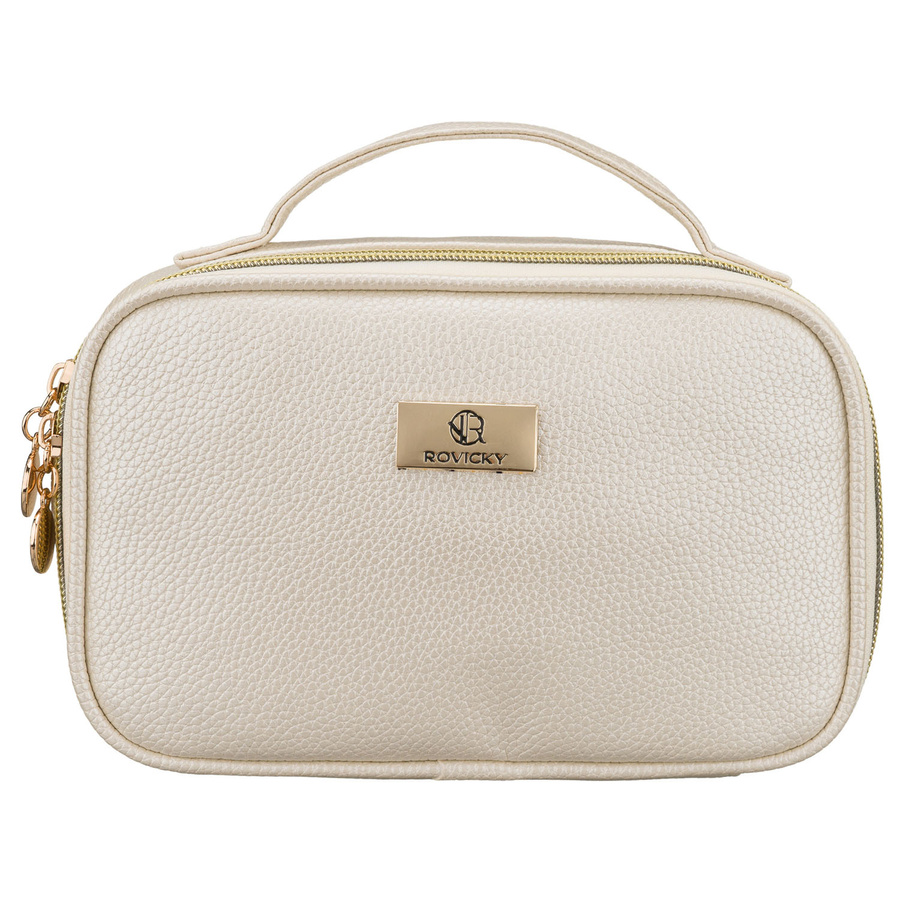 Praktische Kosmetiktasche aus Öko-Leder in Hellbeige – Rovicky – Bild 2