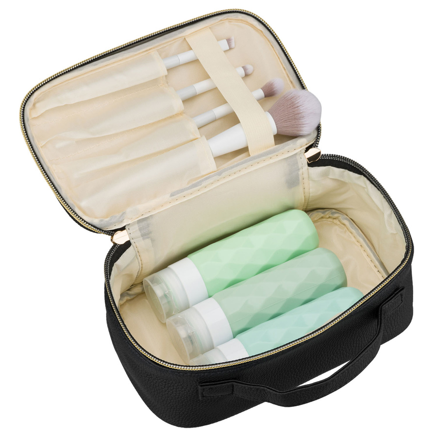 Praktische Kosmetiktasche aus Öko-Leder in Hellbeige – Rovicky – Bild 4