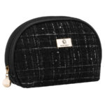 Schwarze Damen-Kosmetiktasche mit Karomuster aus synthetischem Material, ein Fach – Rovicky