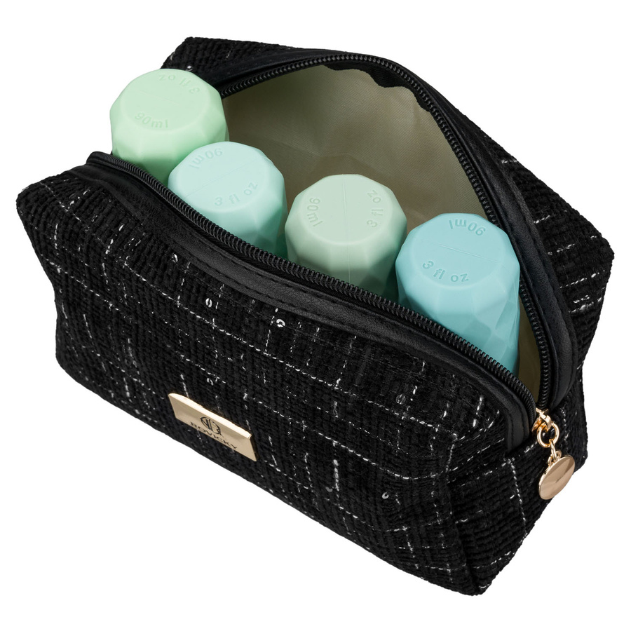 Schwarze, geräumige Damen-Kosmetiktasche aus Synthetikmaterial, mit Reißverschluss – Rovicky – Bild 5