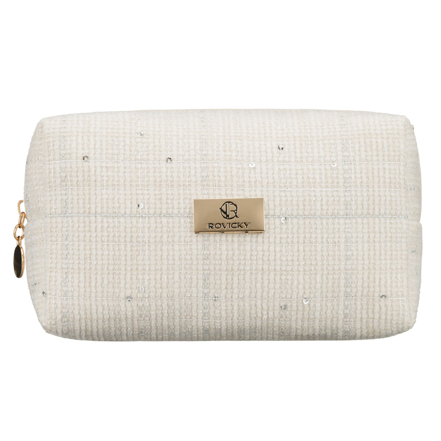 Geräumige Damen-Kosmetiktasche aus synthetischem Material in Beige, mit Reißverschluss – Rovicky – Bild 2