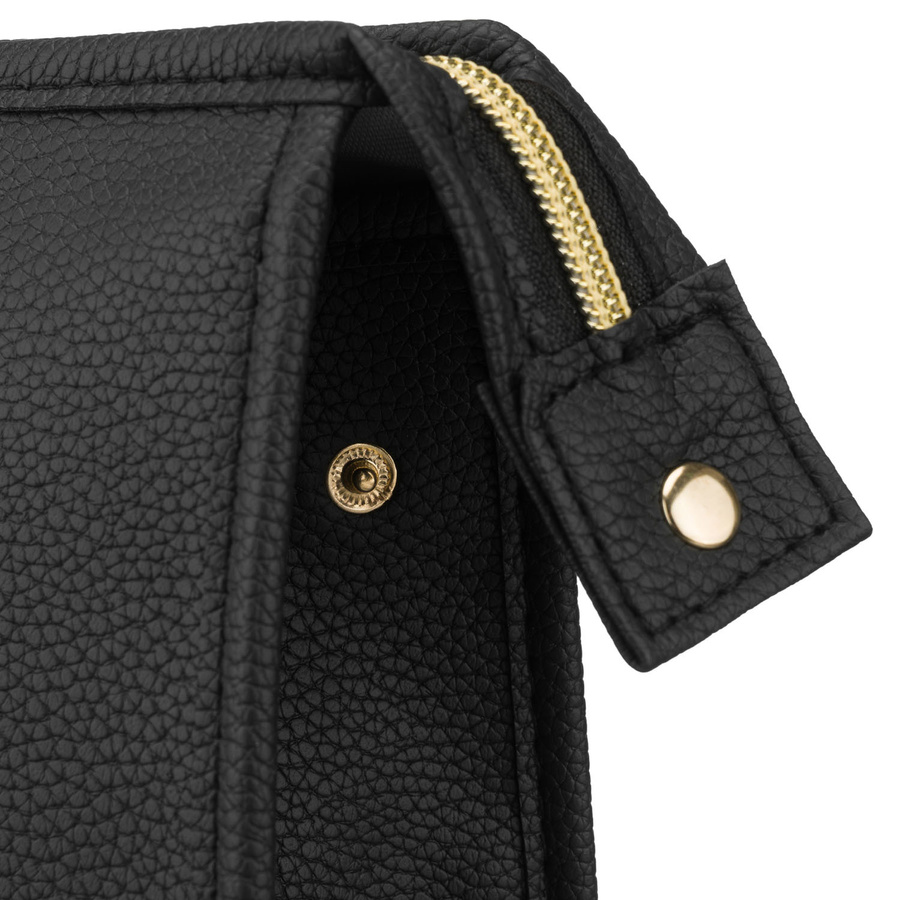 Schwarze, praktische Kosmetiktasche aus Öko-Leder mit Reißverschluss – Rovicky – Bild 5