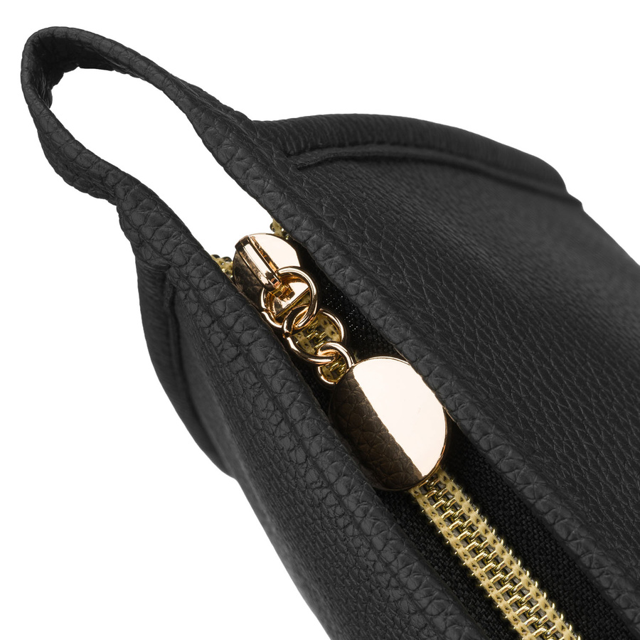 Schwarze, praktische Kosmetiktasche aus Öko-Leder mit Reißverschluss – Rovicky – Bild 6