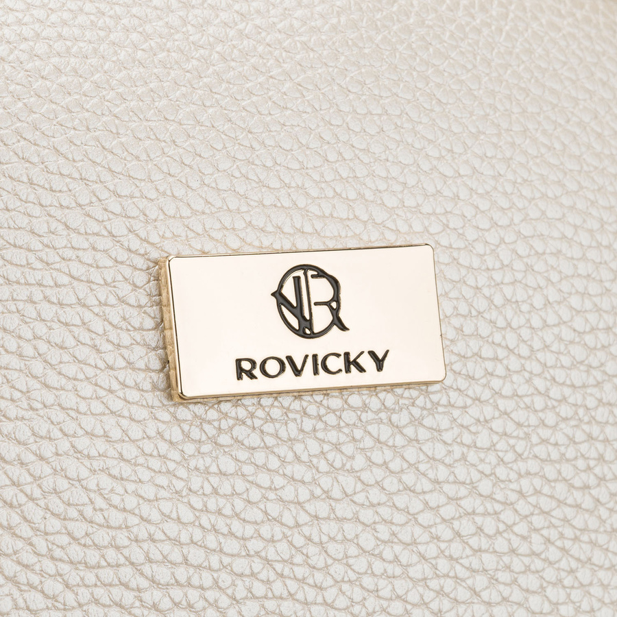 Beige Kosmetiktasche aus Öko-Leder, ein Fach, mit Reißverschluss – Rovicky – Bild 4