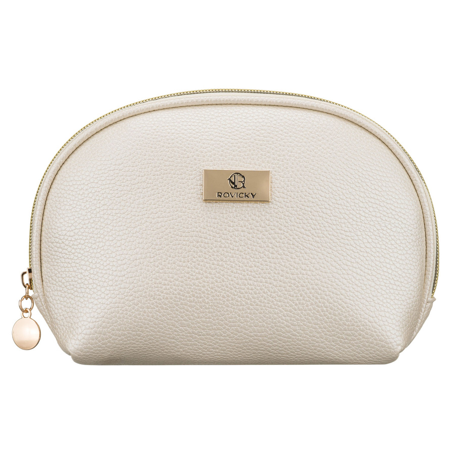 Beige Kosmetiktasche aus Öko-Leder, ein Fach, mit Reißverschluss – Rovicky – Bild 2