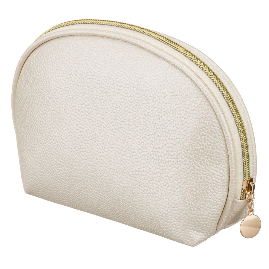 Beige Kosmetiktasche aus Öko-Leder, ein Fach, mit Reißverschluss – Rovicky – Bild 3