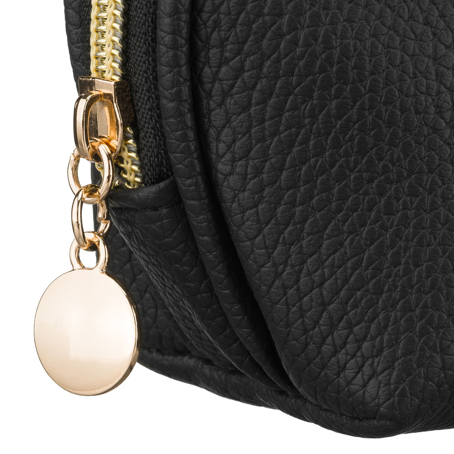 Schwarze Kosmetiktasche aus Öko-Leder mit Reißverschluss - Rovicky – Bild 5