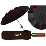 Großer, eleganter und zusammenklappbarer Regenschirm in Braun – Peterson