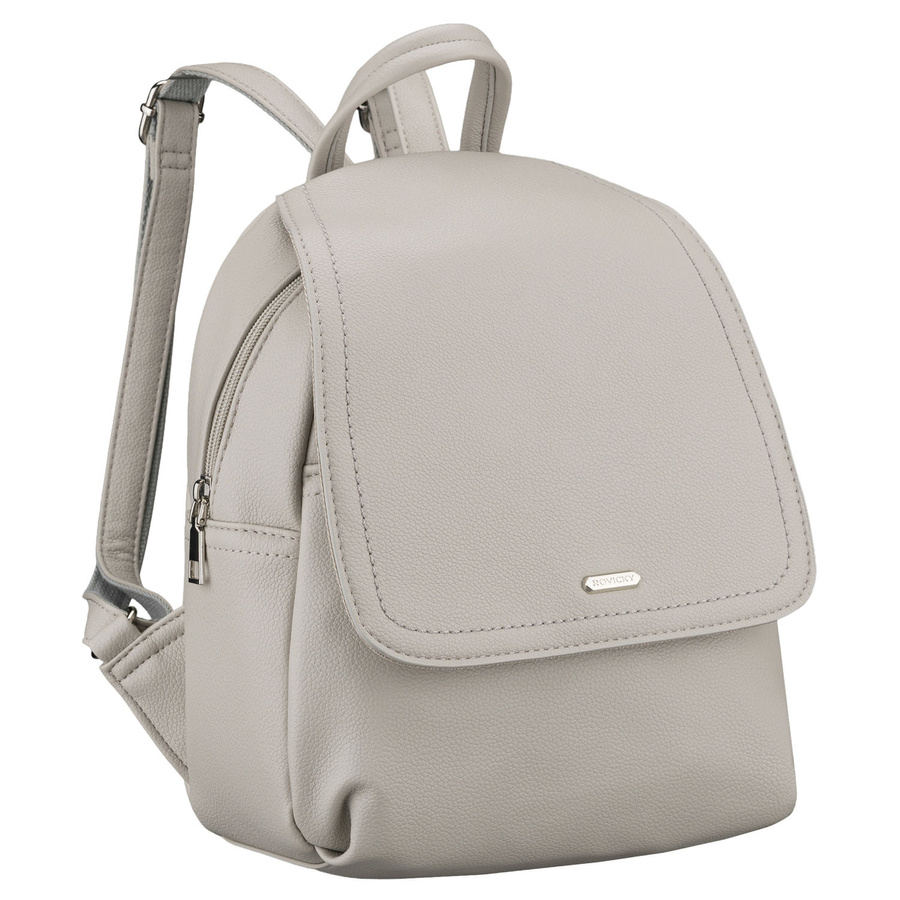Grauer, urbaner Damen-Rucksack aus Öko-Leder – Rovicky