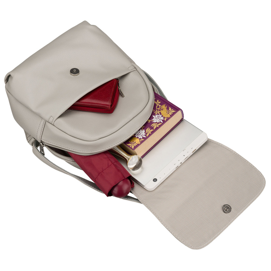 Grauer, urbaner Damen-Rucksack aus Öko-Leder – Rovicky – Bild 10