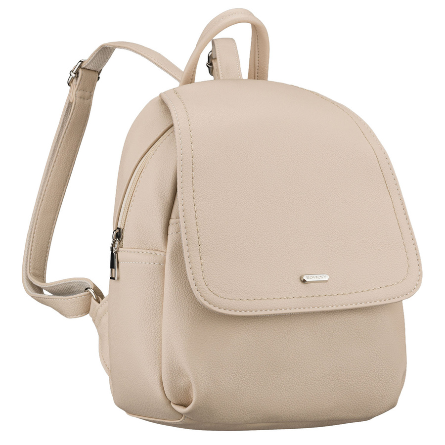 City Damen-Rucksack aus Öko-Leder in Dunkelbeige – Rovicky