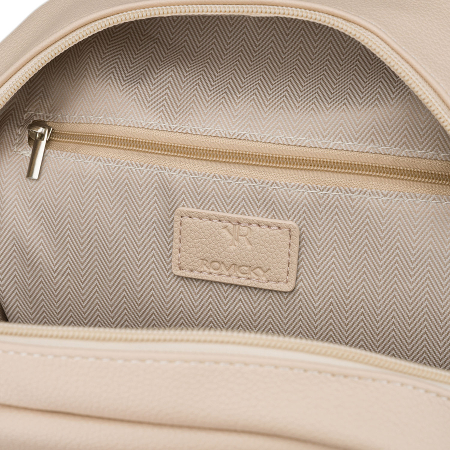 City Damen-Rucksack aus Öko-Leder in Dunkelbeige – Rovicky – Bild 6