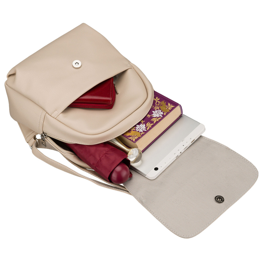 City Damen-Rucksack aus Öko-Leder in Dunkelbeige – Rovicky – Bild 7