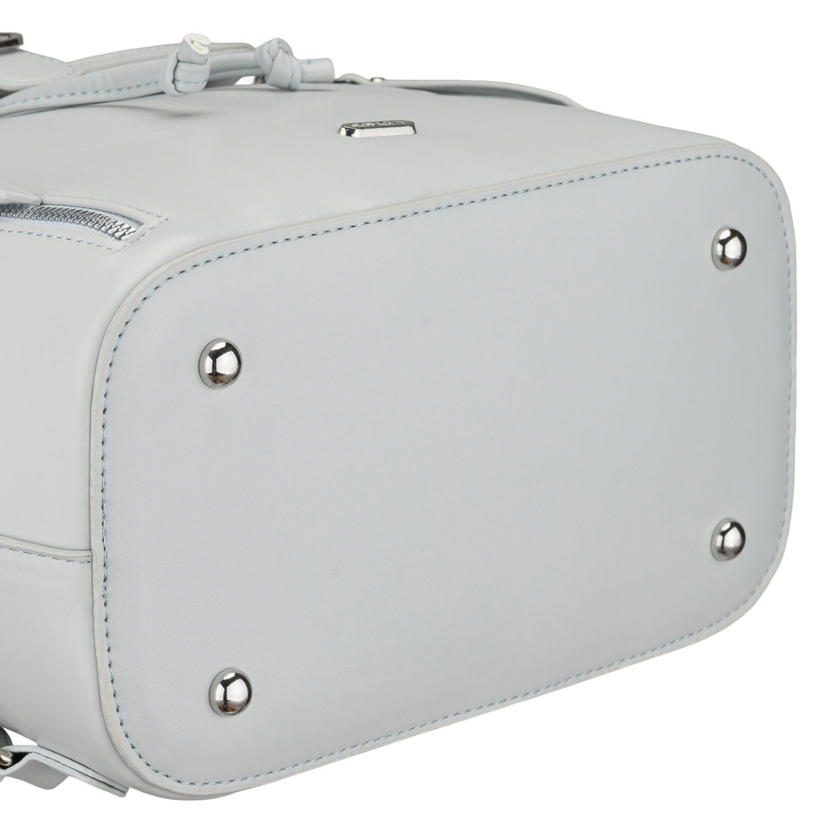 Geräumiger Damen-Rucksack aus Öko-Leder in Grau mit Schutzfüßen – Rovicky – Bild 13