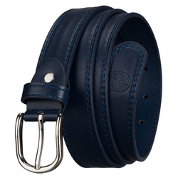 Damen-Gürtel aus Öko-Leder in Marineblau mit klassischer, silberner Schnalle – Peterson