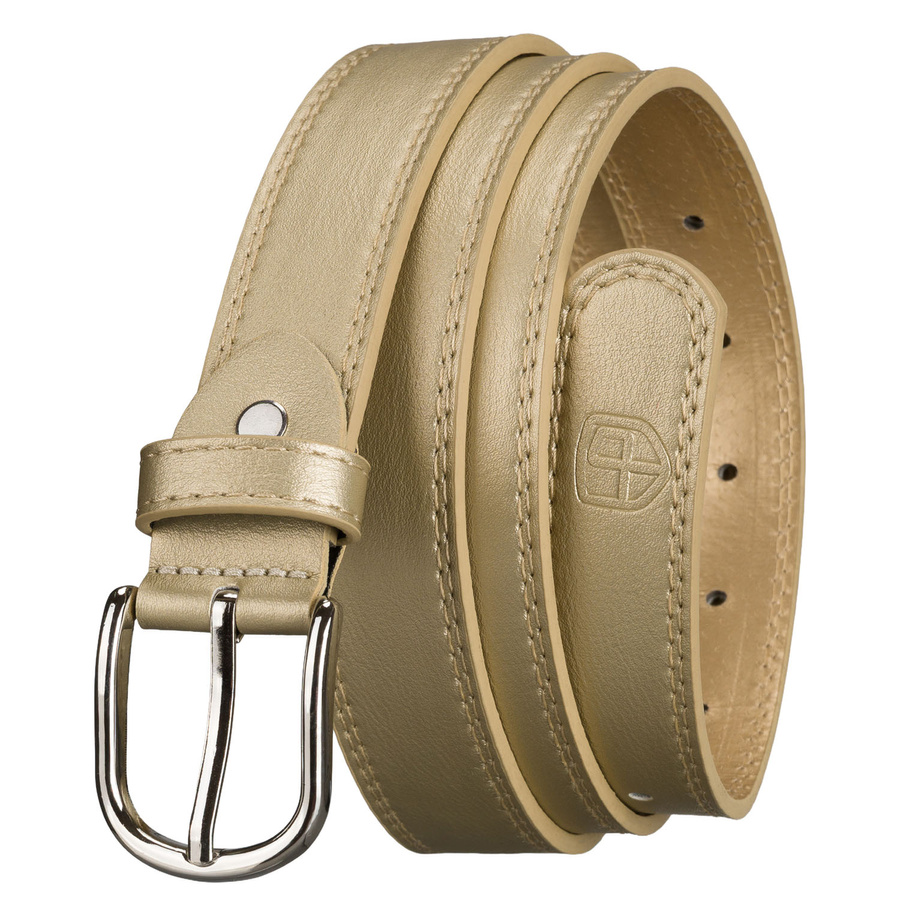Beiger, schmaler Damen-Gürtel aus Öko-Leder – Peterson