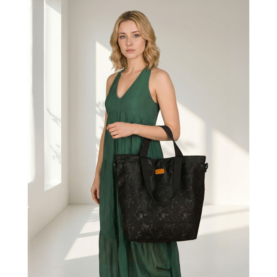 Bequemer Damen-Shopper aus Polyester in Schwarz – Rovicky – Bild 2