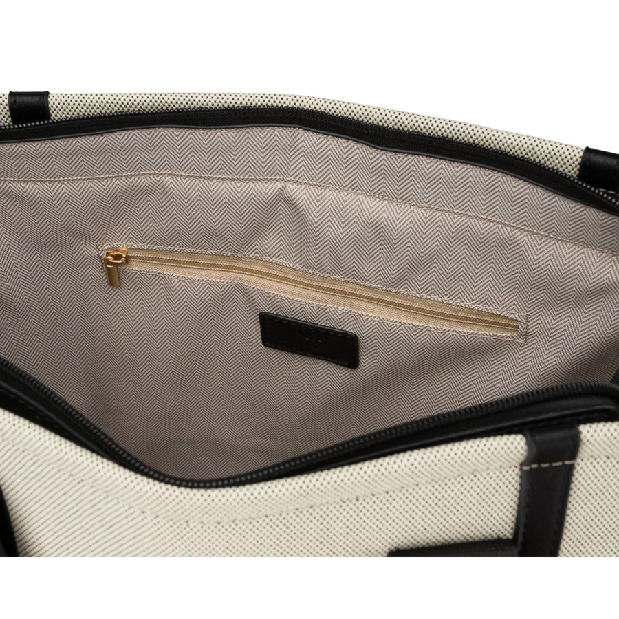 Großer Damen-Shopper in Beige-Schwarz aus Pomialid-Faser und Öko-Leder – Rovicky – Bild 9