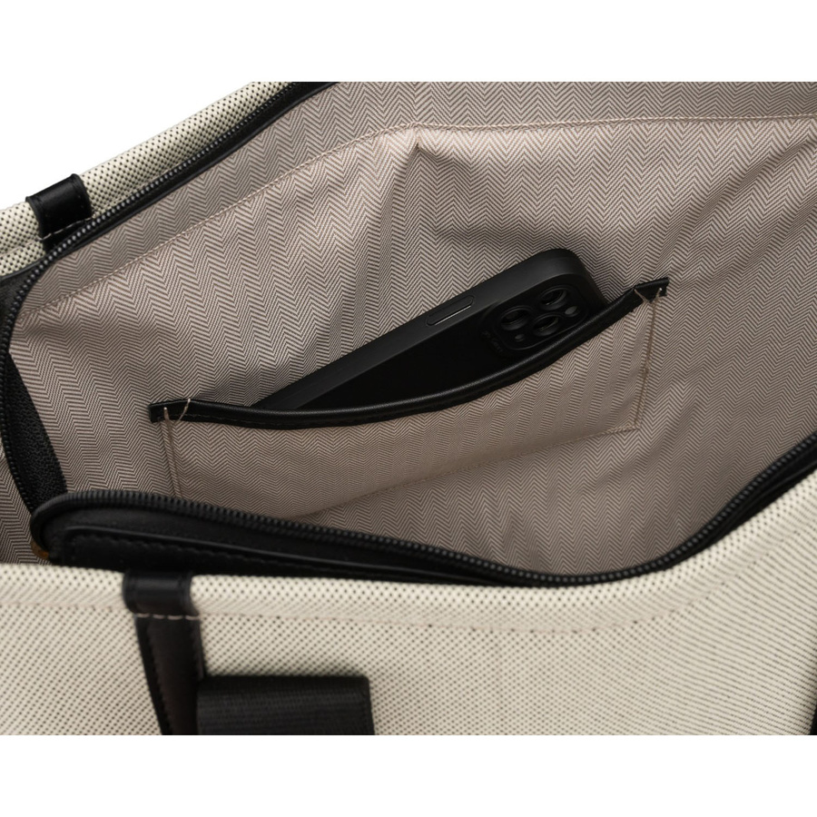 Großer Damen-Shopper in Beige-Schwarz aus Pomialid-Faser und Öko-Leder – Rovicky – Bild 8
