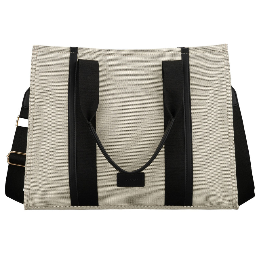 Großer Damen-Shopper in Beige-Schwarz aus Pomialid-Faser und Öko-Leder – Rovicky – Bild 3