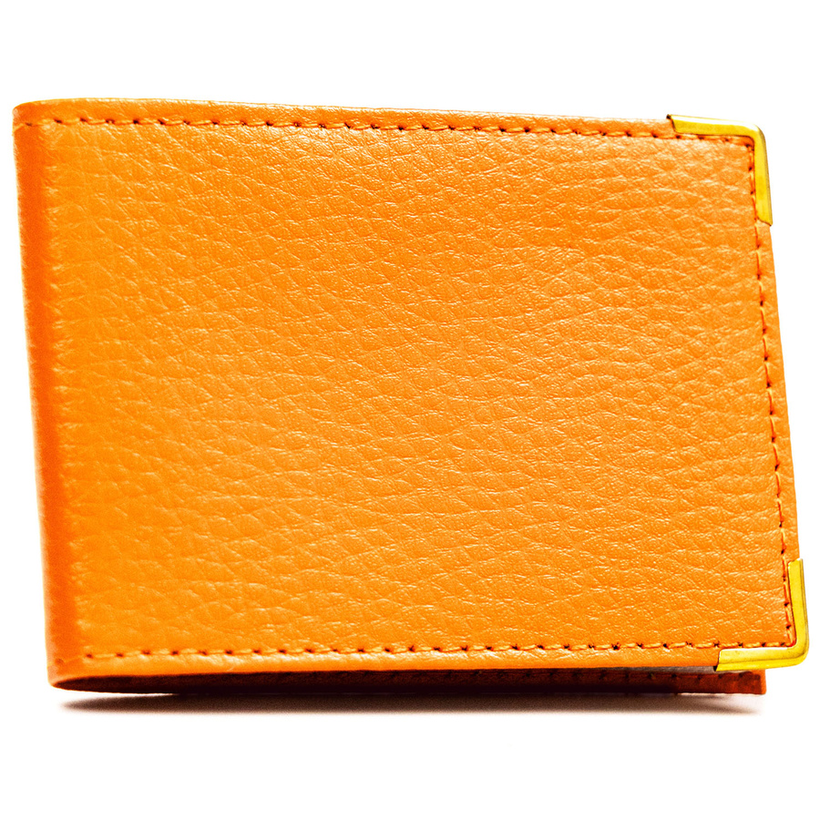 Orange Kartenetui aus echtem Leder