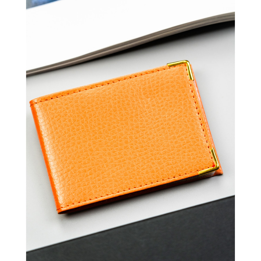 Orange Kartenetui aus echtem Leder – Bild 4