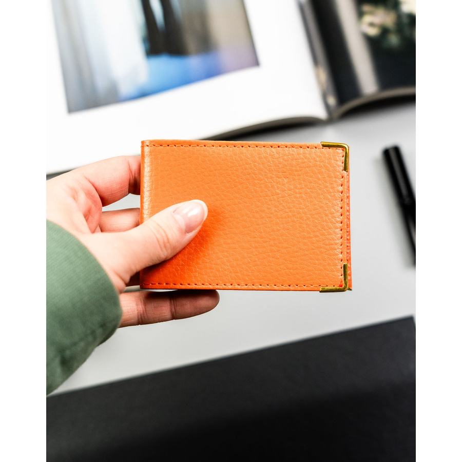 Orange Kartenetui aus echtem Leder – Bild 5
