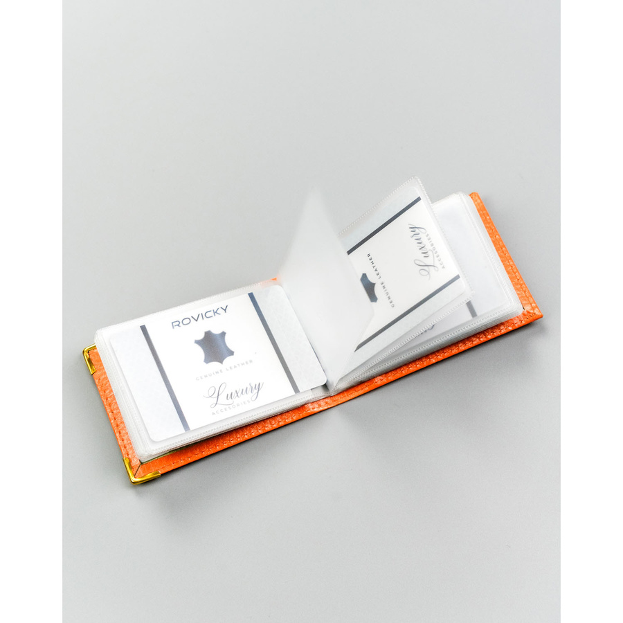 Orange Kartenetui aus echtem Leder – Bild 7